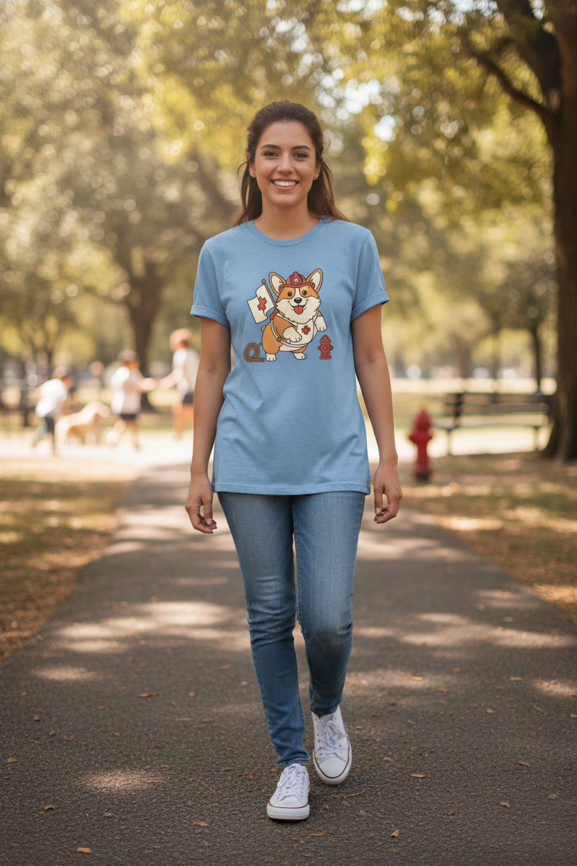 Corgi Rescue Hero Firefighter T-Shirt – Cute Corgi Lover Gift Tee