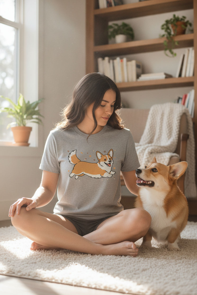National Corgi Day Happy Running Corgi T-Shirt - Cute Dog Lover Gift