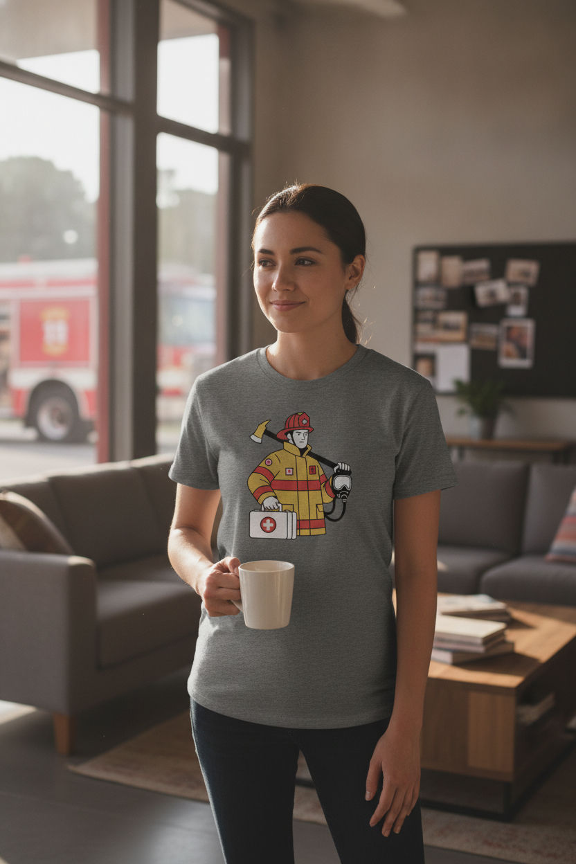 Firefighter Paramedic Tee | Bold Flat Illustration First Responder Shirt