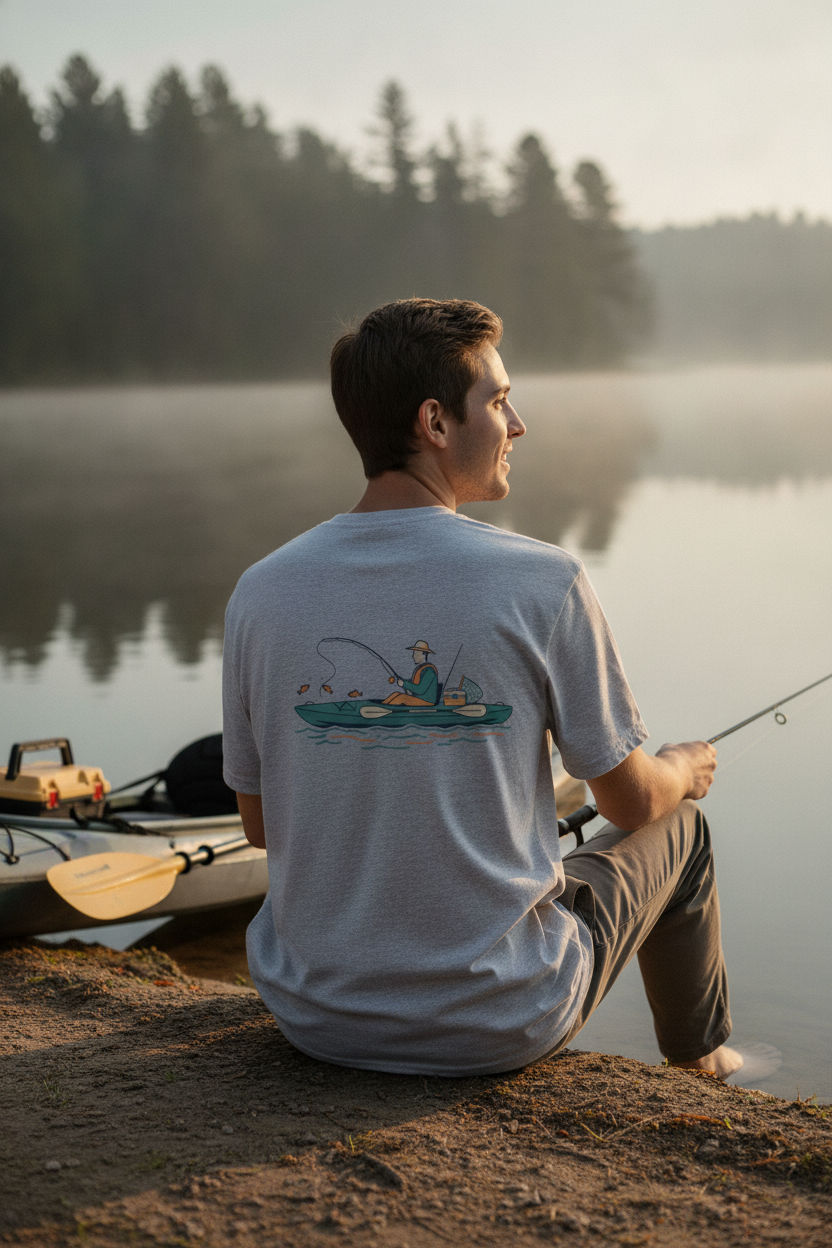 Fishing Kayak Flat Illustration Tee – Cozy Kayak Angler Apparel