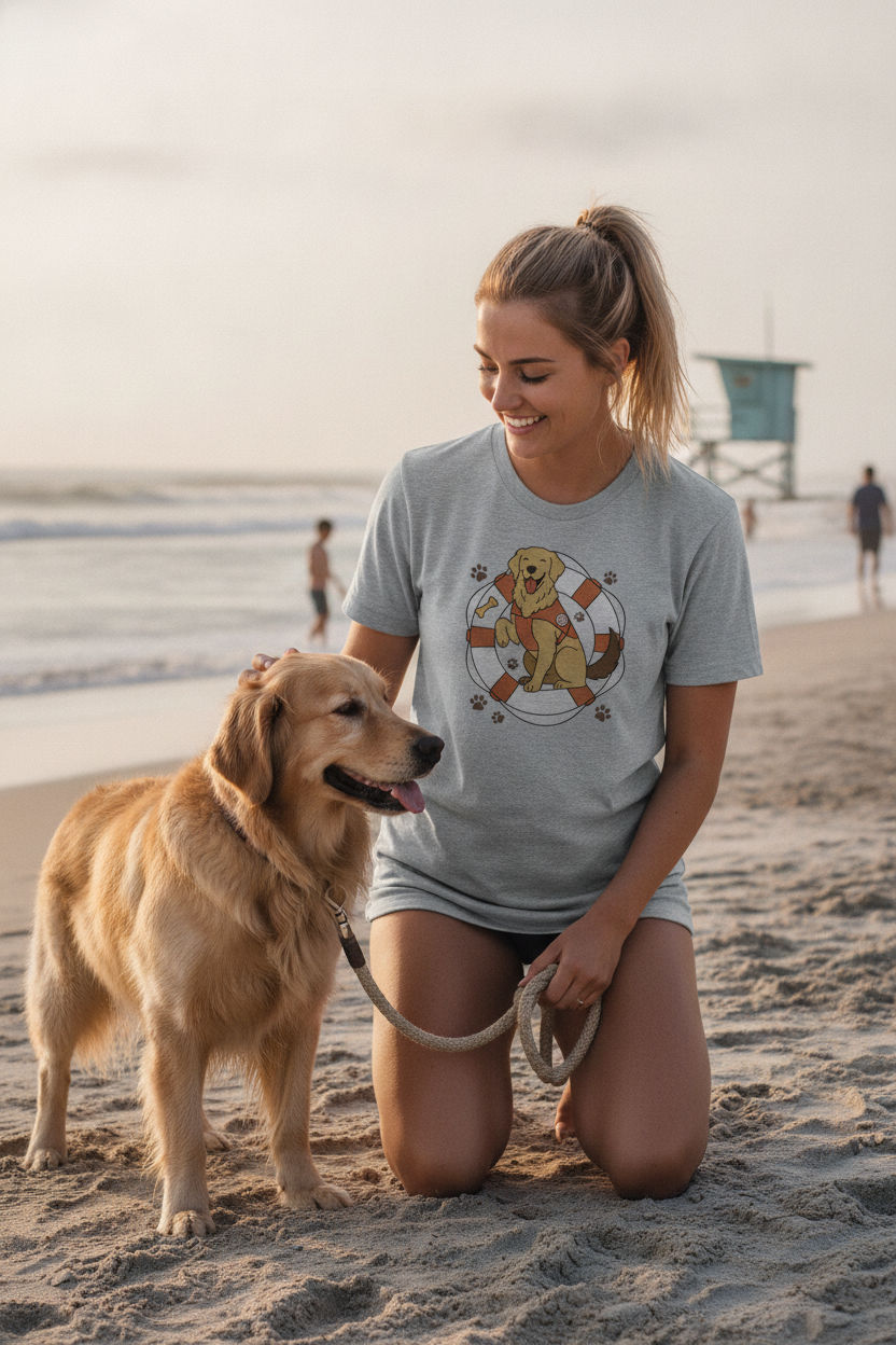 Golden Retriever Rescue Dog Tee | Cute Paw Print Graphic T-Shirt for Dog Lovers