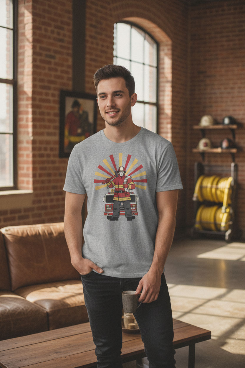 Plainville Firefighter Hometown Hero Tee | Flat Illustration Graphic Tshirt
