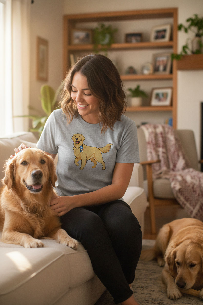 Golden Retriever Show Pose T-Shirt | Flat Illustration Dog Tee
