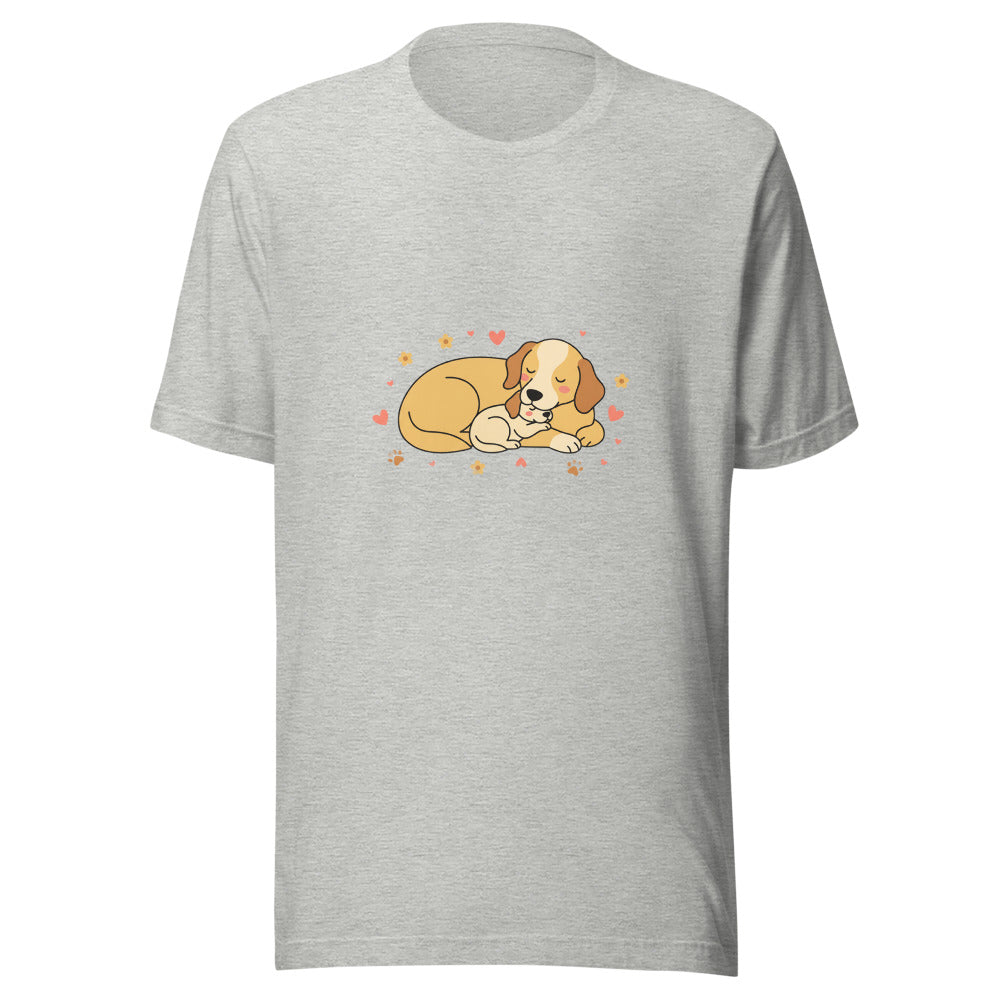 golden retriever puppy mama cuddle - 6948