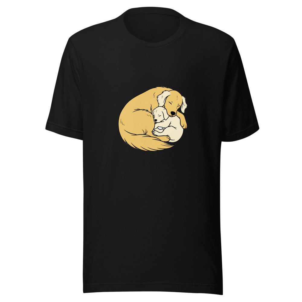golden retriever puppy mama cuddle - 4016