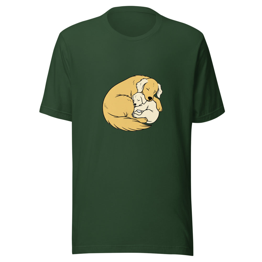 golden retriever puppy mama cuddle - 8451