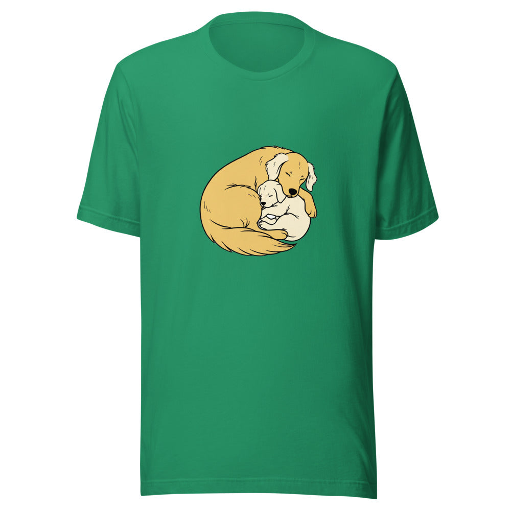 golden retriever puppy mama cuddle - 4086
