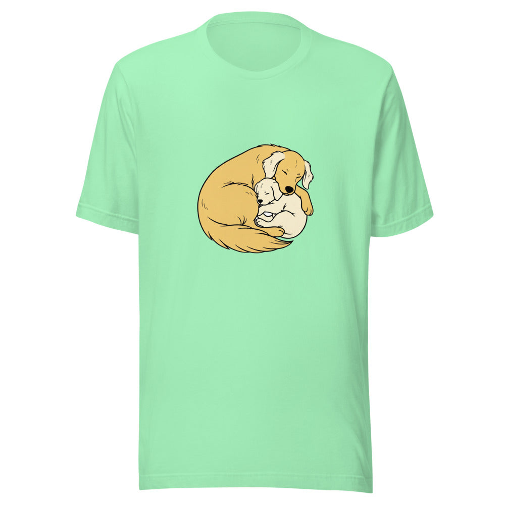 golden retriever puppy mama cuddle - 22041