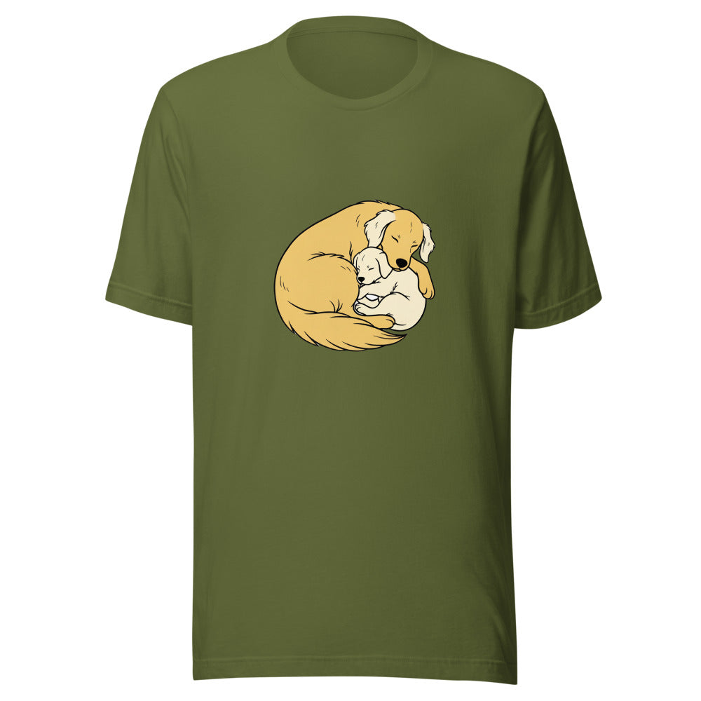 golden retriever puppy mama cuddle - 4121