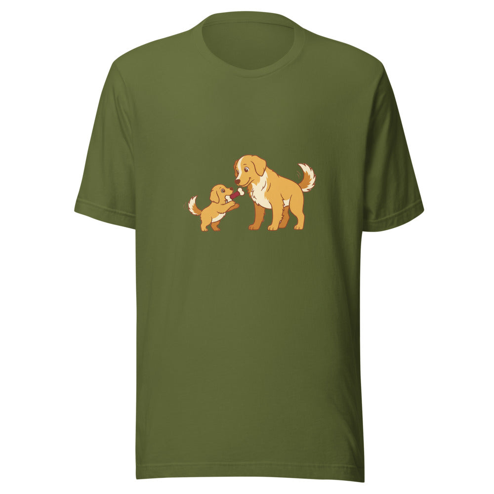 golden retriever shares toy mom - 4121