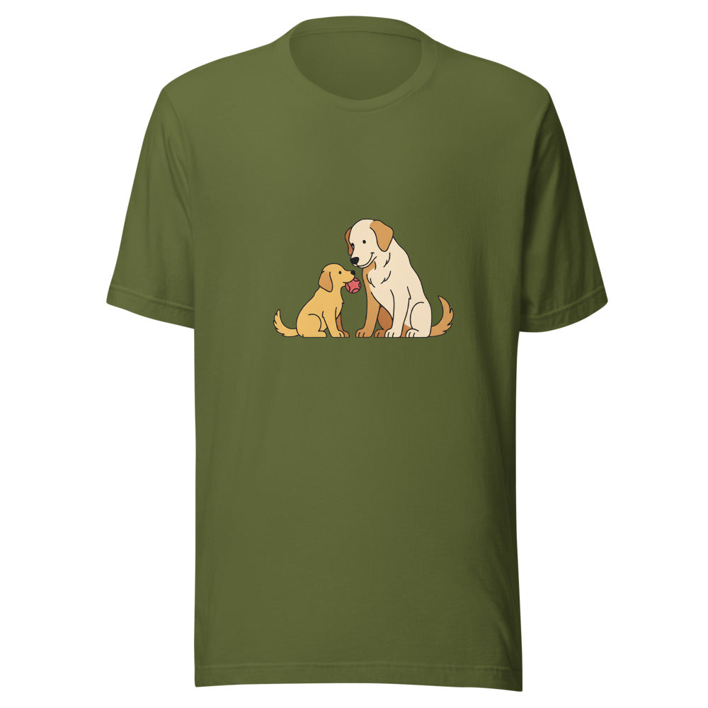 golden retriever shares toy mom - 4121