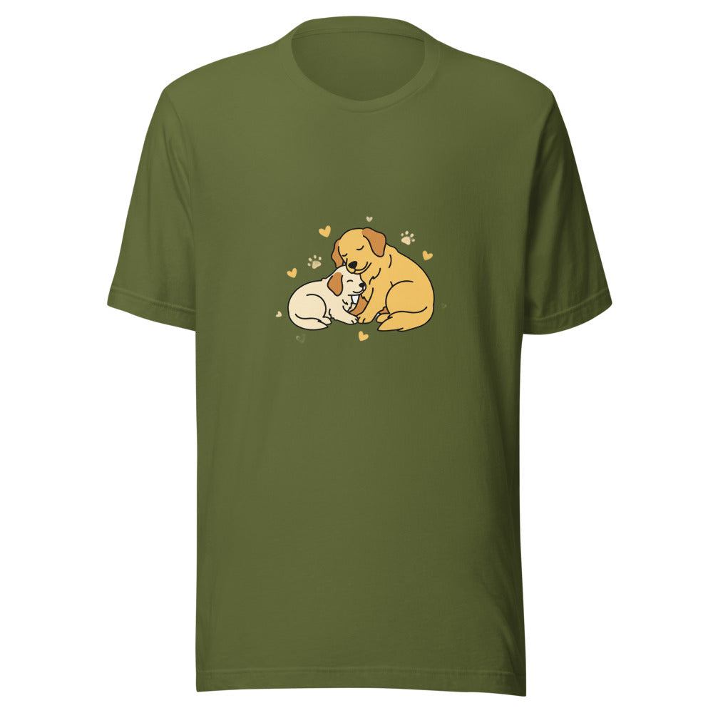golden retriever puppy mama cuddle - 4121
