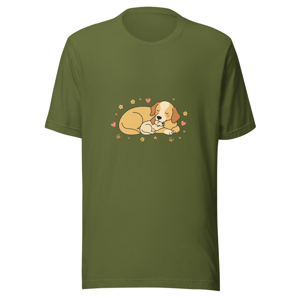 golden retriever puppy mama cuddle - 4121