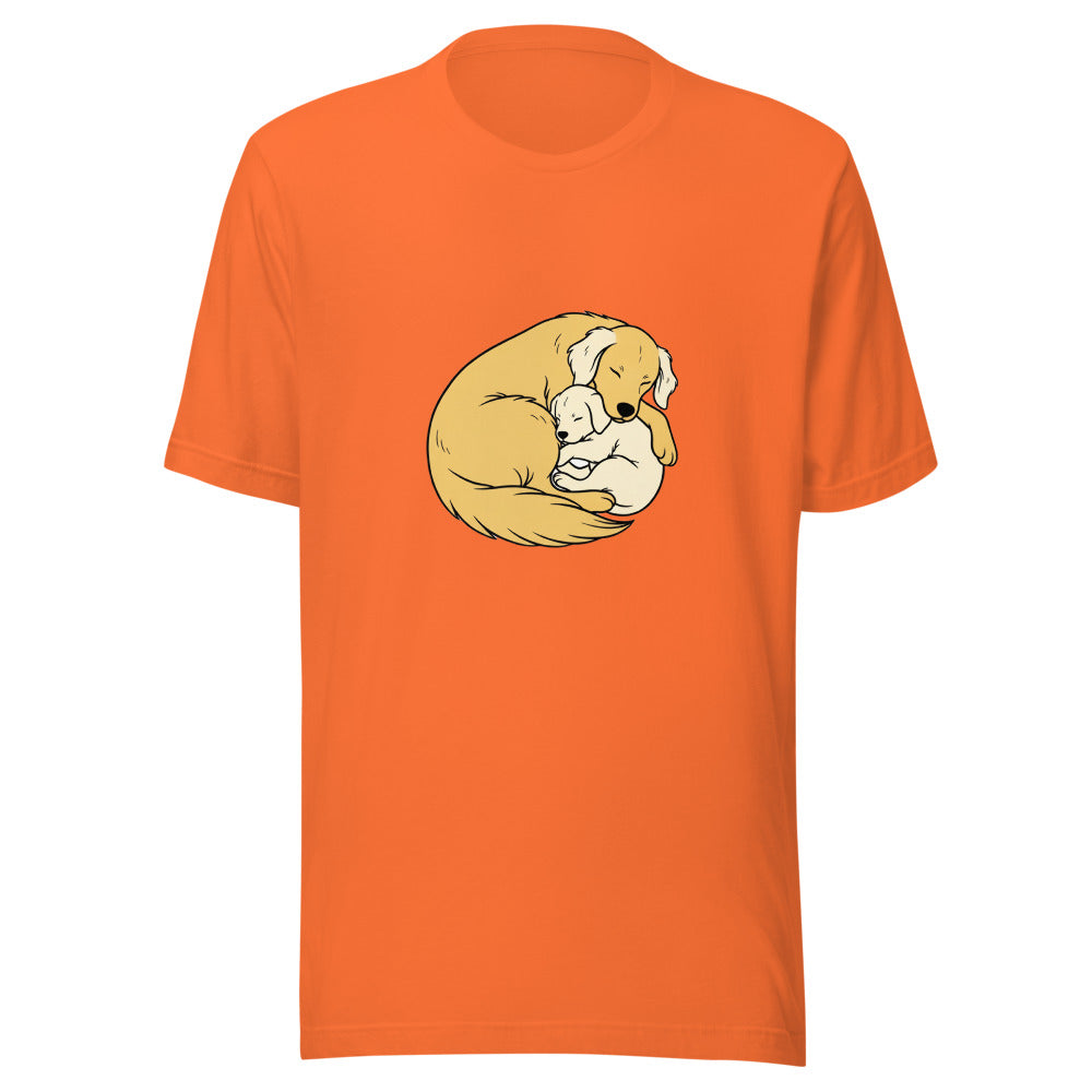 golden retriever puppy mama cuddle - 4126