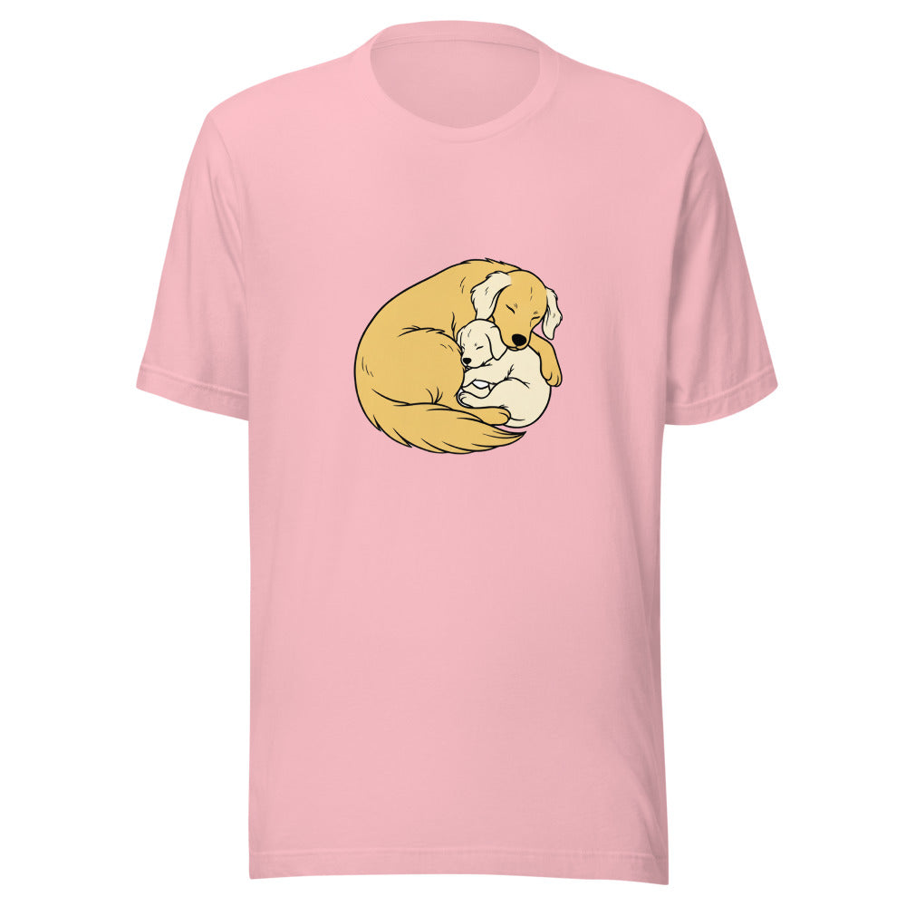 golden retriever puppy mama cuddle - 4136