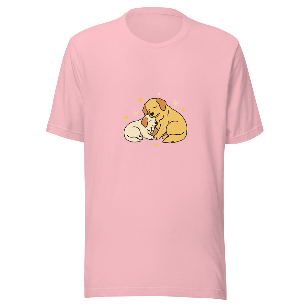 golden retriever puppy mama cuddle - 4136