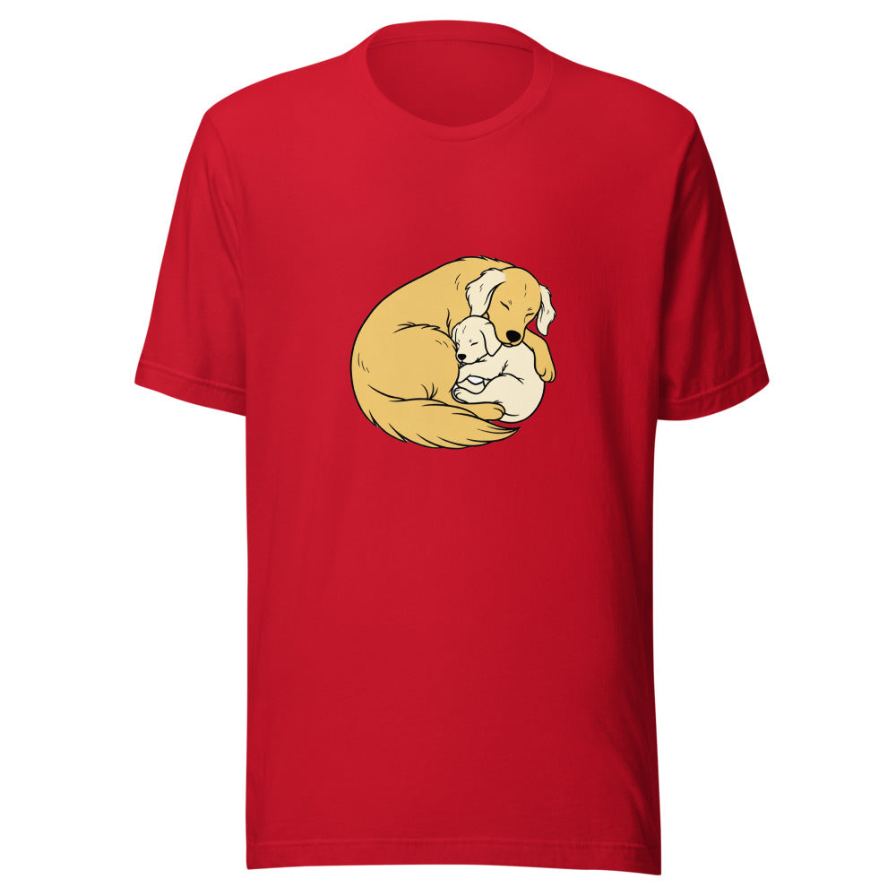 golden retriever puppy mama cuddle - 4141