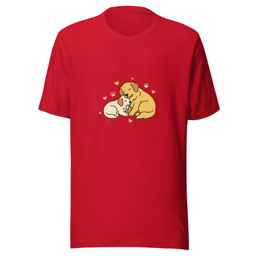 golden retriever puppy mama cuddle - 4141