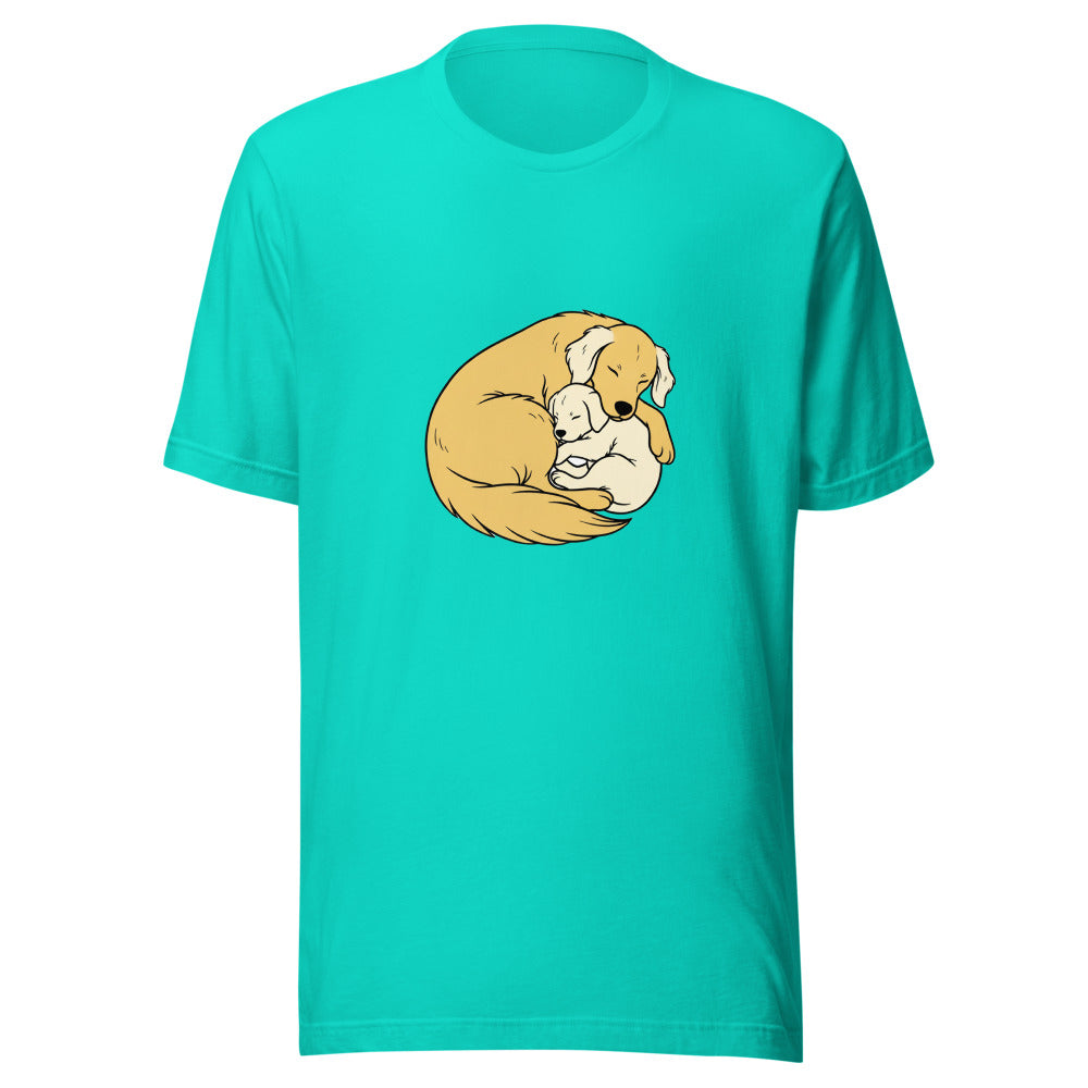 golden retriever puppy mama cuddle - 22059