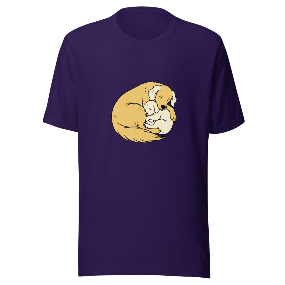 golden retriever puppy mama cuddle - 4166
