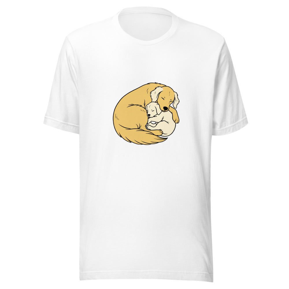 golden retriever puppy mama cuddle - 4011
