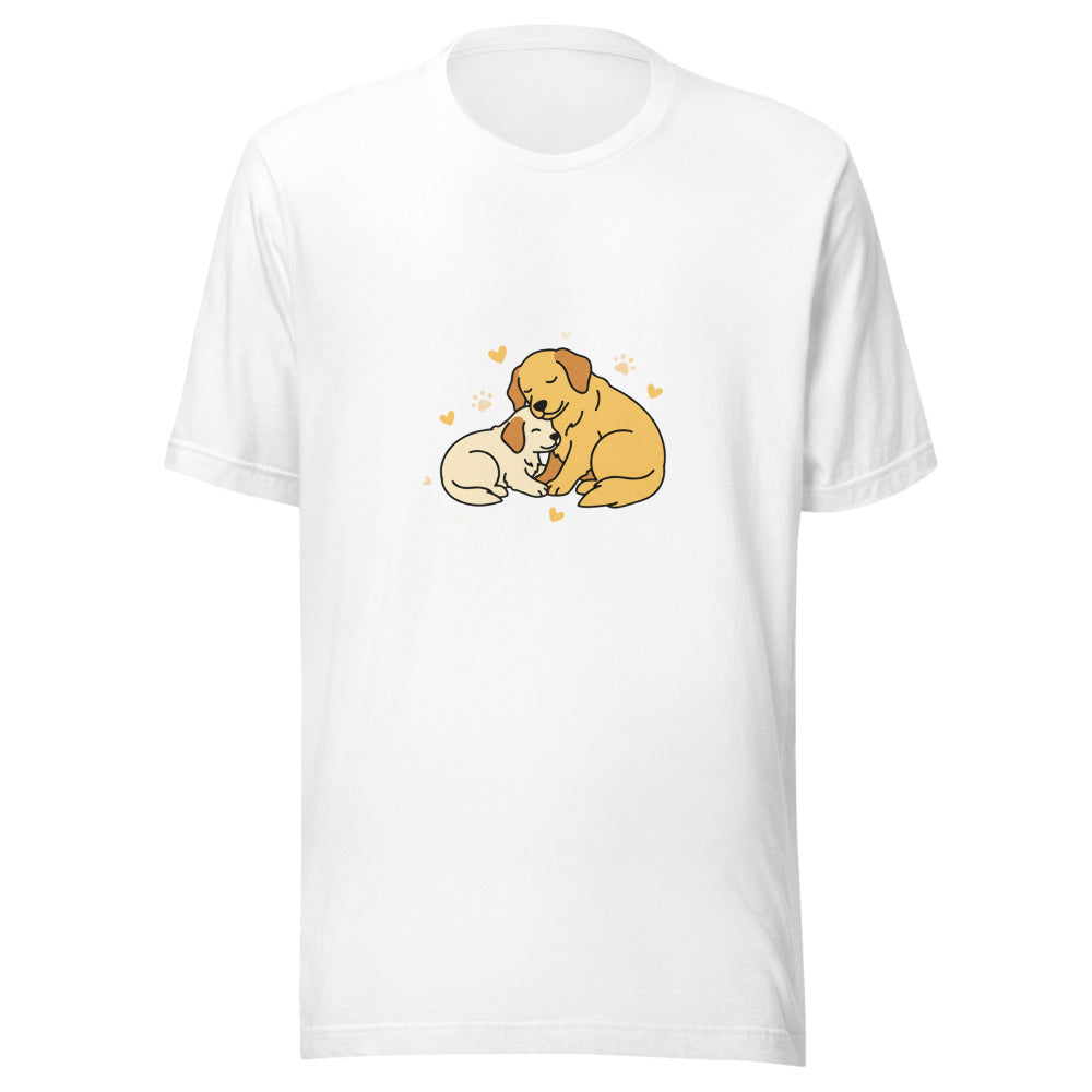 golden retriever puppy mama cuddle - 4011
