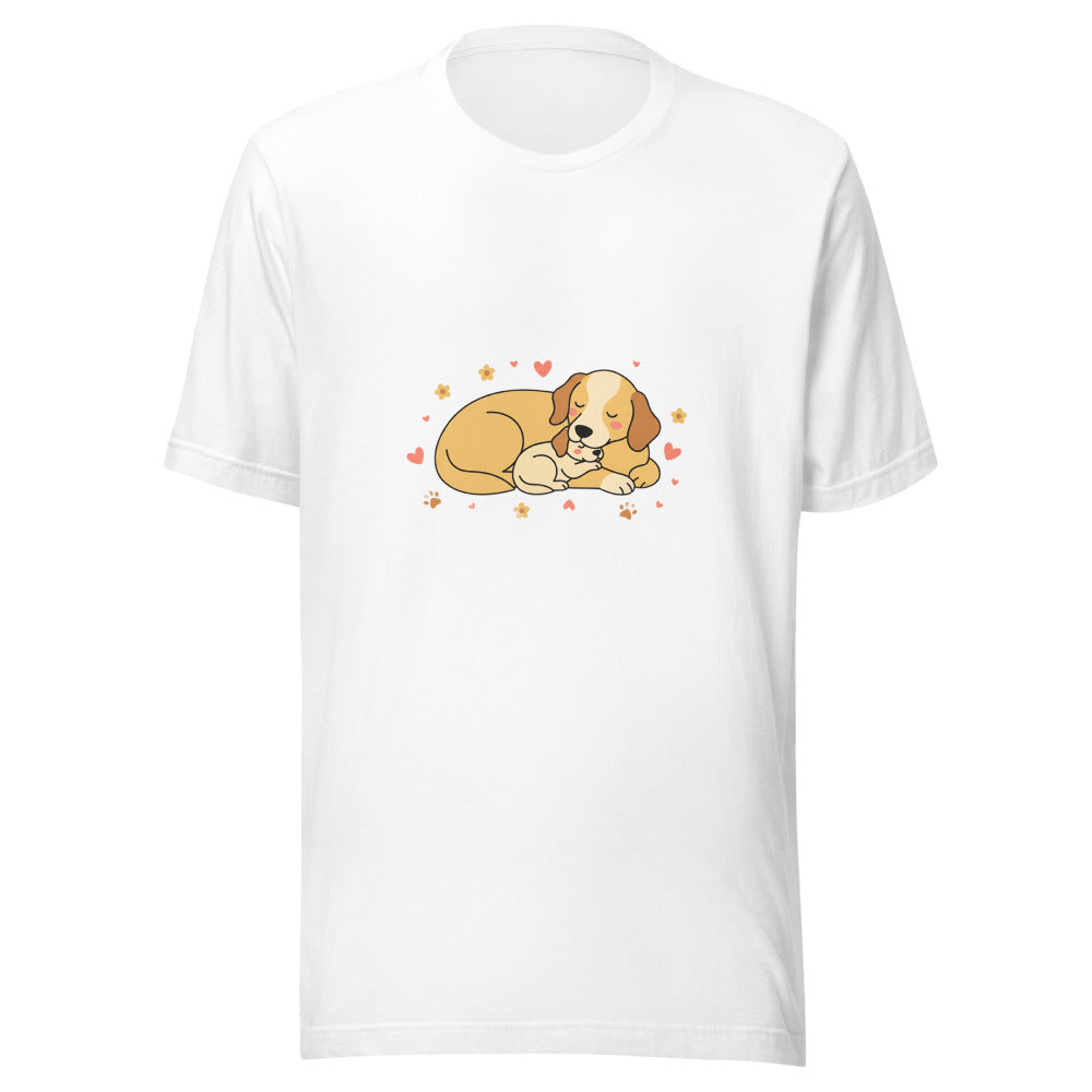 golden retriever puppy mama cuddle - 4011