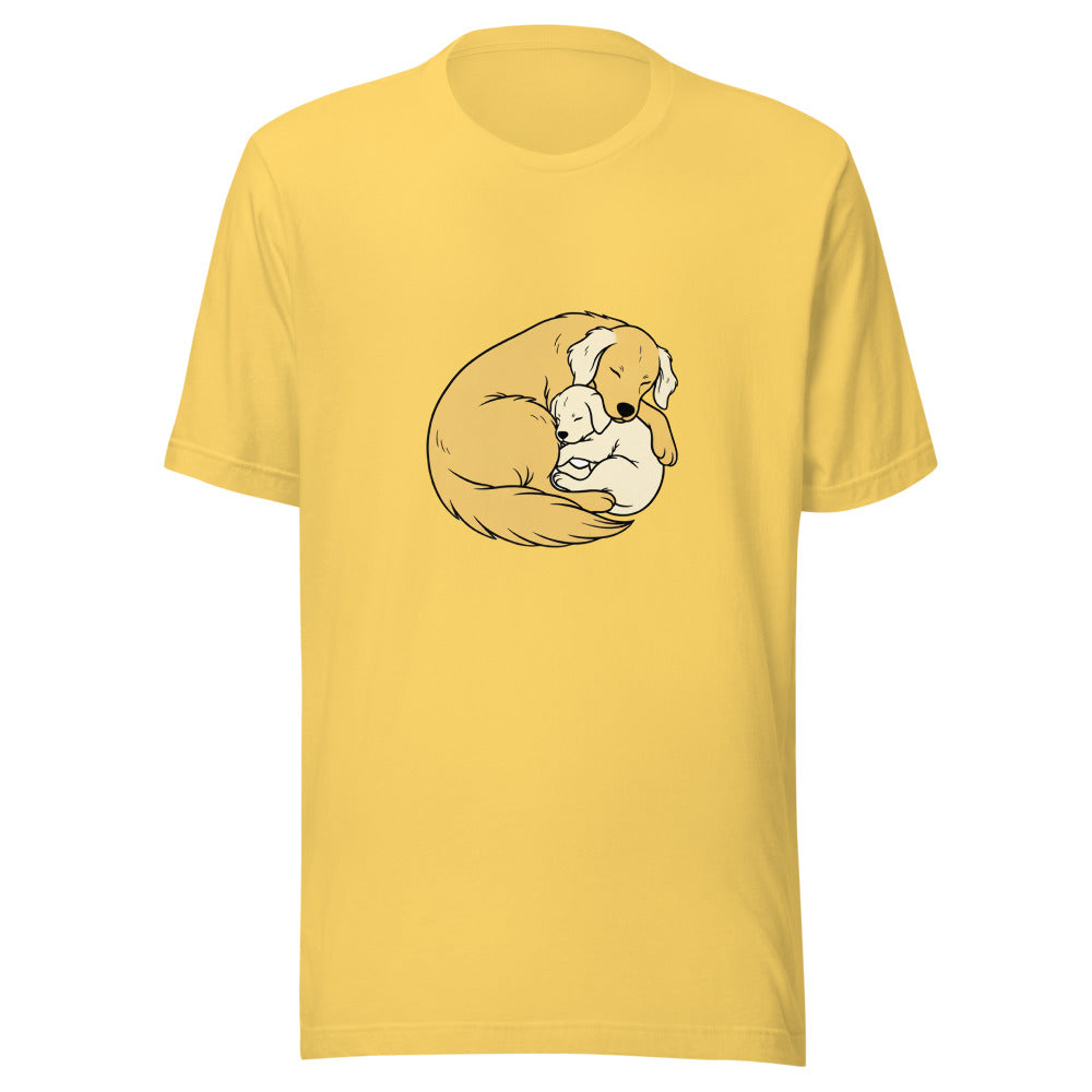 golden retriever puppy mama cuddle - 4181